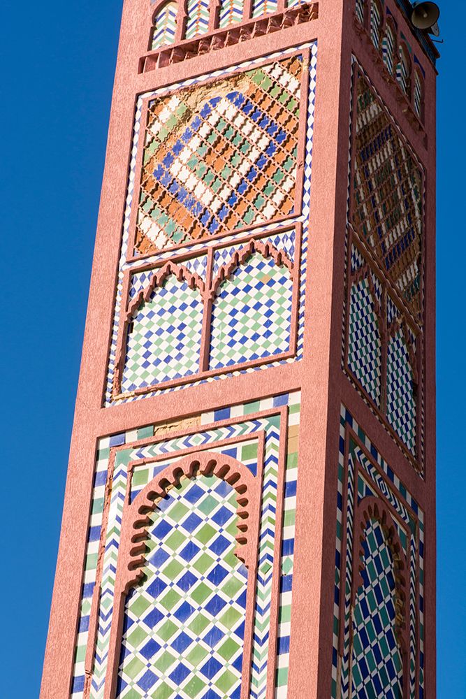 Sidi Bou Abid Mosque minaret, Grand Socco, Old Medina, Tangier, Morocco, Africa.